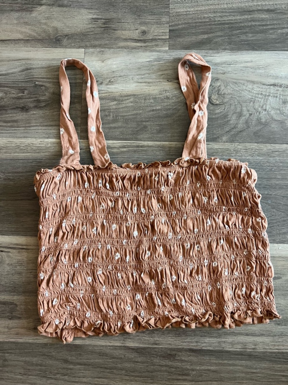 American Eagle Outfitters Rust Floral Smocked Crop Top